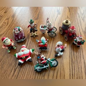 Bundle of 10 vintage Hallmark Keepsake Santa ornaments.
